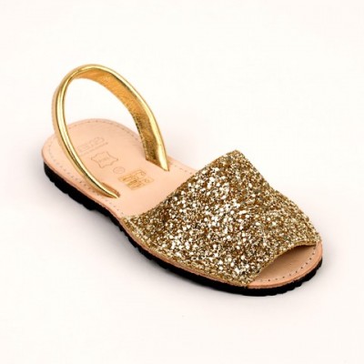 7505 Gold Glitter Spanish Sandals (Slingbacks sizes 32-34)
